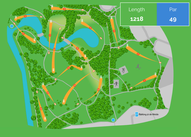 Kaart Disc Golf course Steenbergerpark Hoogeveen