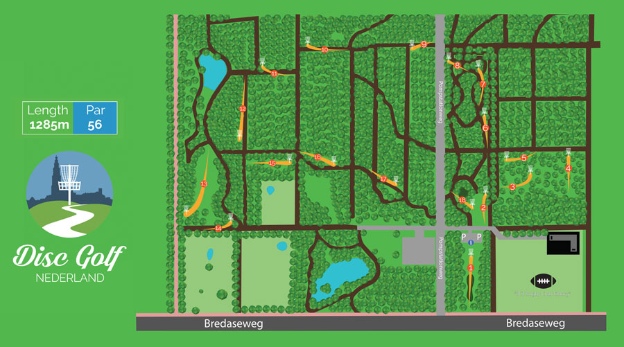 Kaart Disc Golf course Tilburg